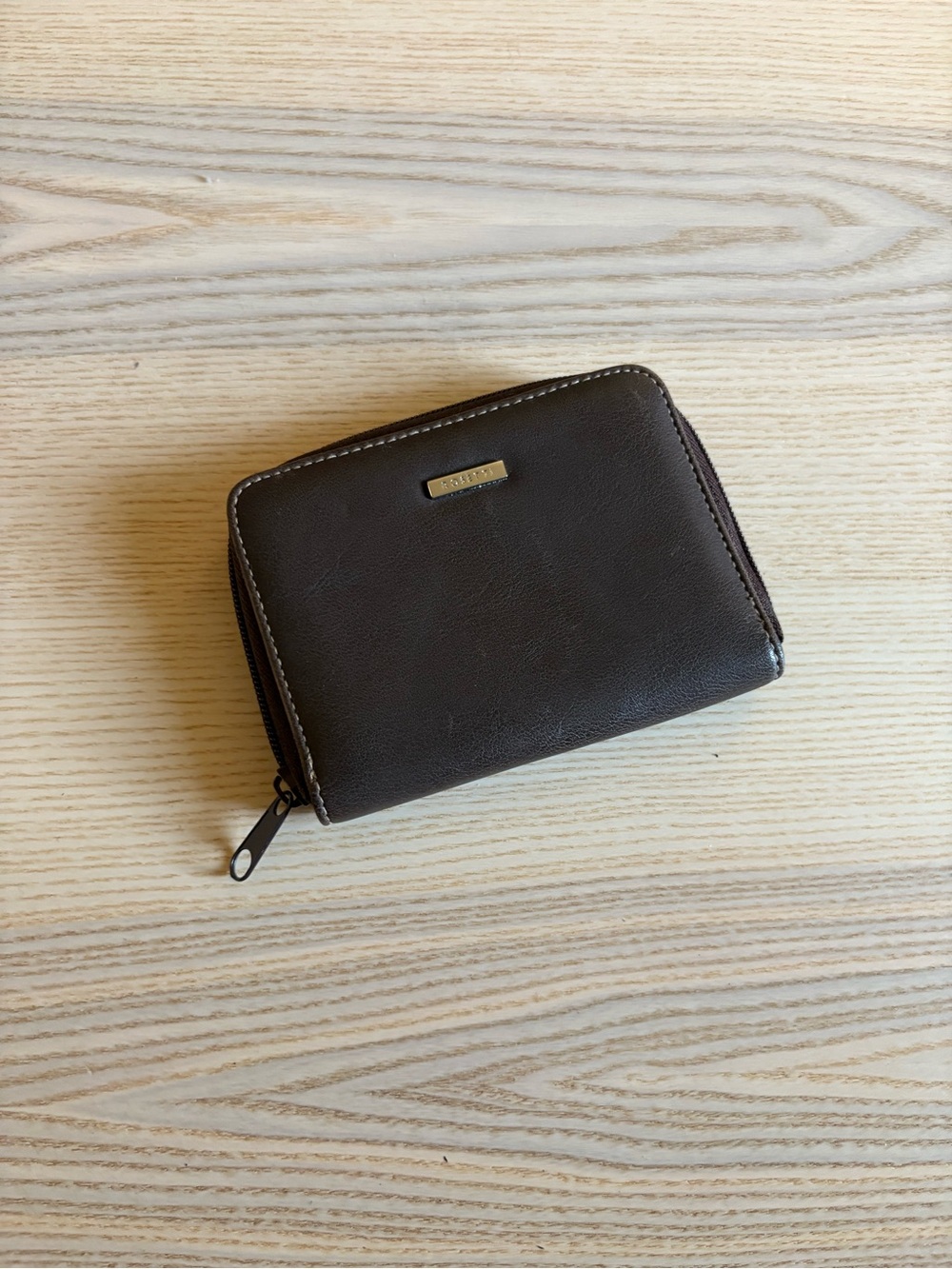 Leather Zip Wallet - Dark Espresso Brown